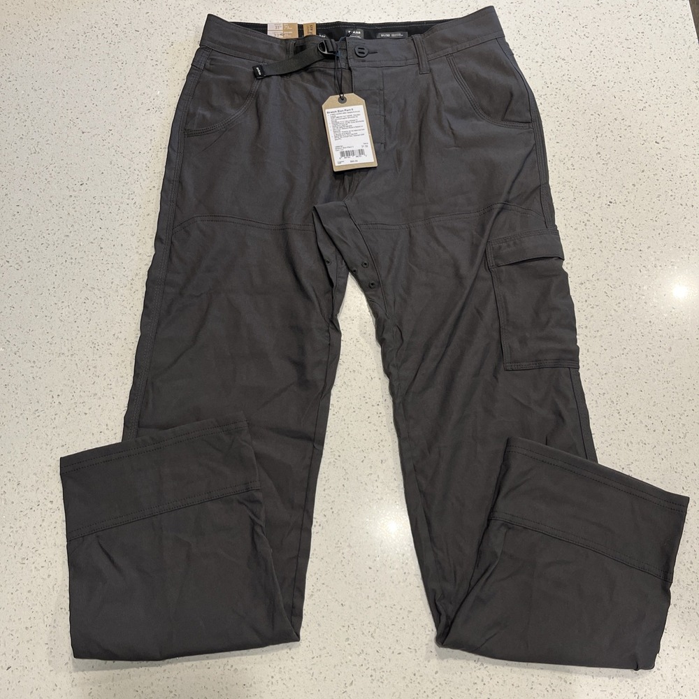 Prana Zion II Pants Mens 31/32 Dark Iron Relaxed Fit Cargo NWT
